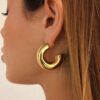 Chunky C Shape Hoops – Gold